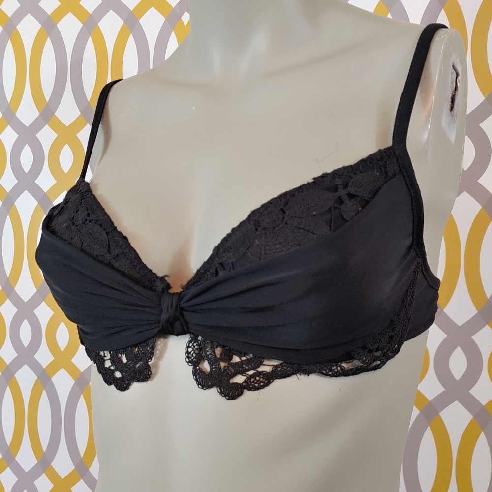 La Perla Black Lace Knot Bikini Top